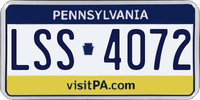 PA license plate LSS4072