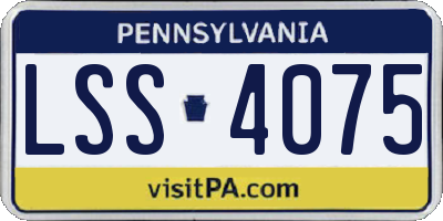 PA license plate LSS4075