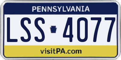 PA license plate LSS4077
