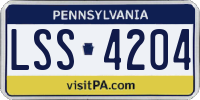 PA license plate LSS4204