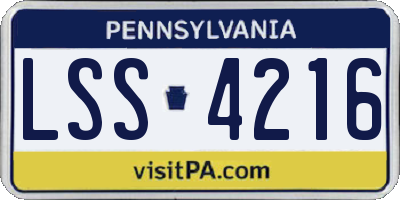 PA license plate LSS4216