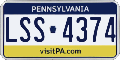 PA license plate LSS4374