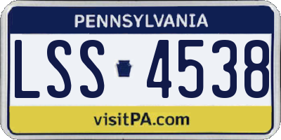 PA license plate LSS4538