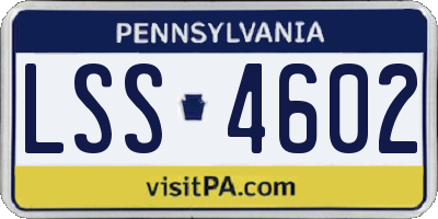 PA license plate LSS4602