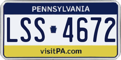 PA license plate LSS4672