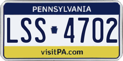 PA license plate LSS4702