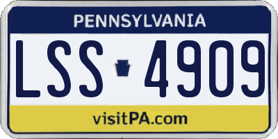 PA license plate LSS4909