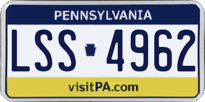 PA license plate LSS4962