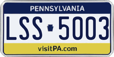 PA license plate LSS5003