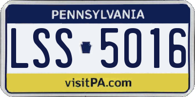 PA license plate LSS5016