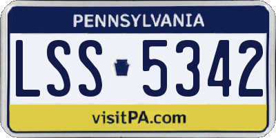 PA license plate LSS5342