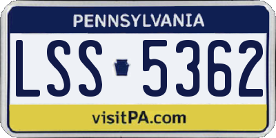 PA license plate LSS5362