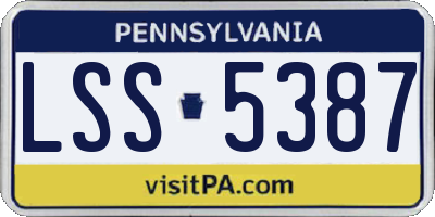 PA license plate LSS5387
