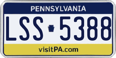 PA license plate LSS5388