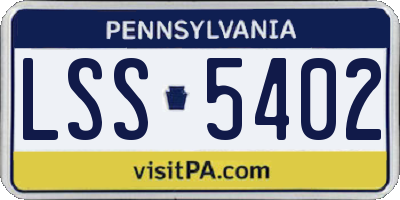PA license plate LSS5402