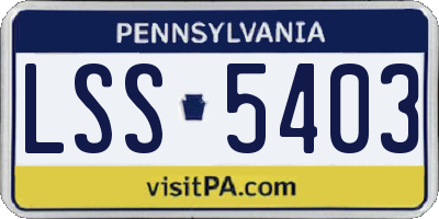 PA license plate LSS5403