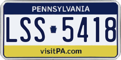 PA license plate LSS5418