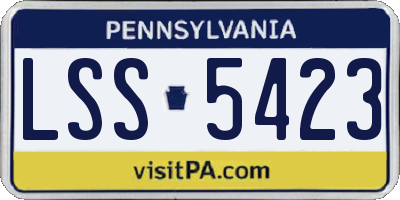 PA license plate LSS5423