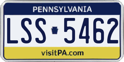 PA license plate LSS5462