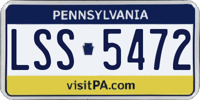 PA license plate LSS5472