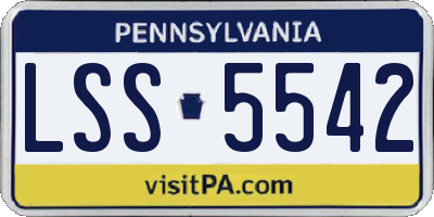PA license plate LSS5542
