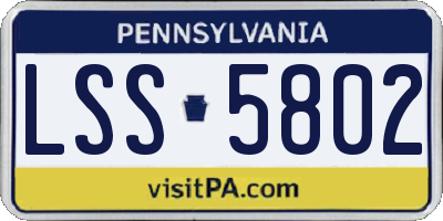 PA license plate LSS5802