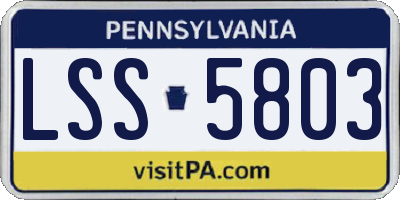 PA license plate LSS5803