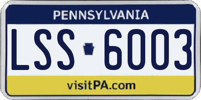 PA license plate LSS6003