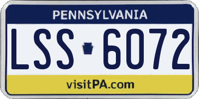 PA license plate LSS6072