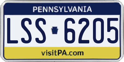 PA license plate LSS6205