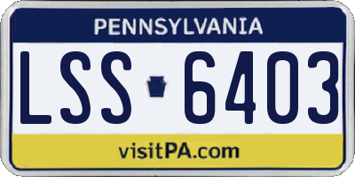 PA license plate LSS6403