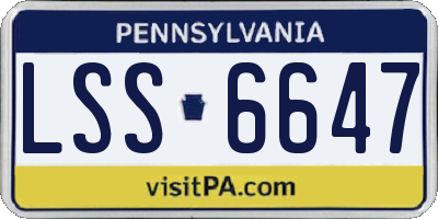 PA license plate LSS6647