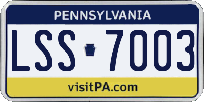 PA license plate LSS7003