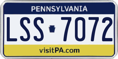 PA license plate LSS7072