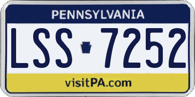 PA license plate LSS7252