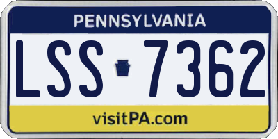 PA license plate LSS7362