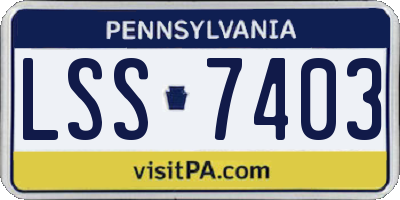 PA license plate LSS7403