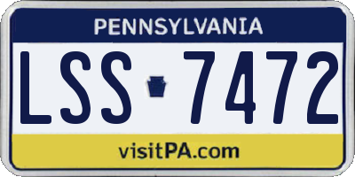 PA license plate LSS7472