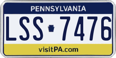 PA license plate LSS7476