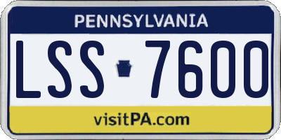 PA license plate LSS7600