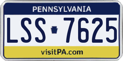 PA license plate LSS7625