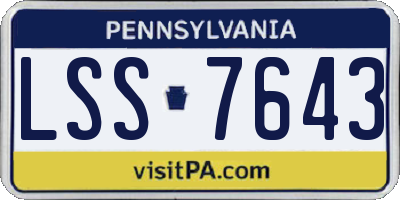 PA license plate LSS7643
