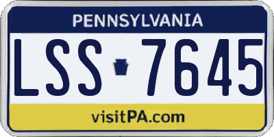 PA license plate LSS7645