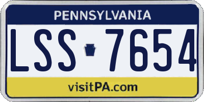 PA license plate LSS7654