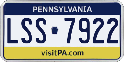 PA license plate LSS7922