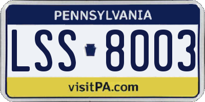 PA license plate LSS8003