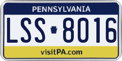 PA license plate LSS8016