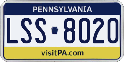 PA license plate LSS8020
