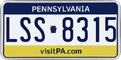 PA license plate LSS8315