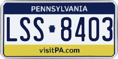 PA license plate LSS8403